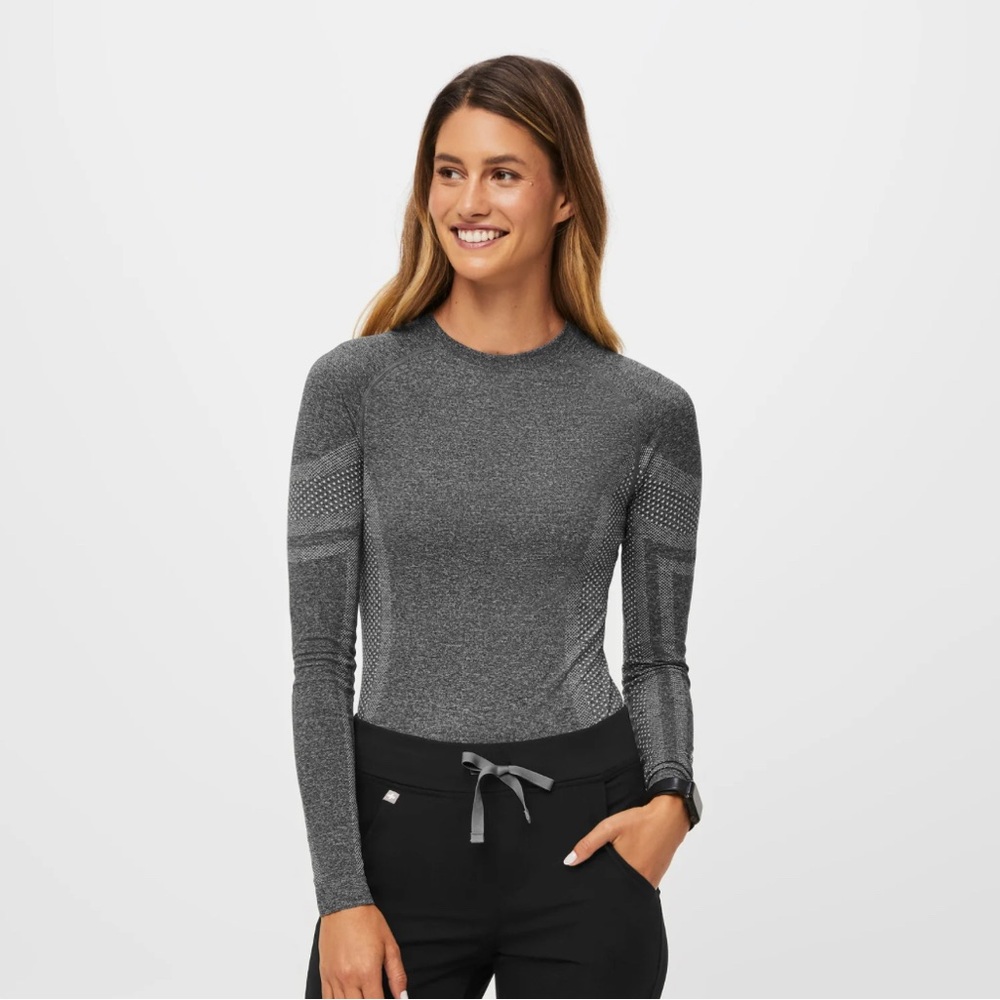 Figs Salta Seamless Long Sleeve Underscrub - Graphite